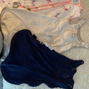 Two Nested bean sleep sacs And one baby sleep blanket